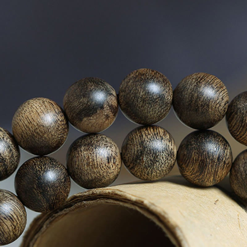 108 Beads Tarakan Agarwood Wood Mala Bracelet for Protection