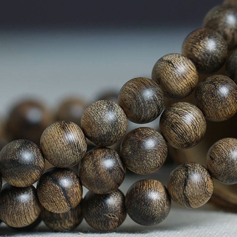 108 Beads Tarakan Agarwood Wood Mala Bracelet for Protection