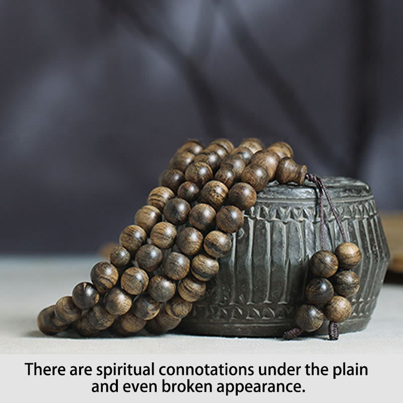 108 Beads Tarakan Agarwood Wood Mala Bracelet for Protection