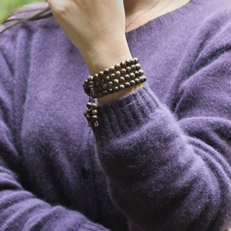 108 Beads Tarakan Agarwood Wood Mala Bracelet for Protection