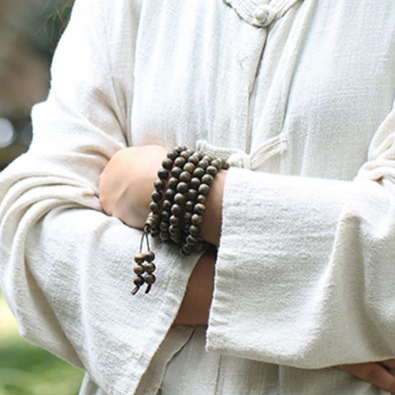 108 Beads Tarakan Agarwood Wood Mala Bracelet for Protection