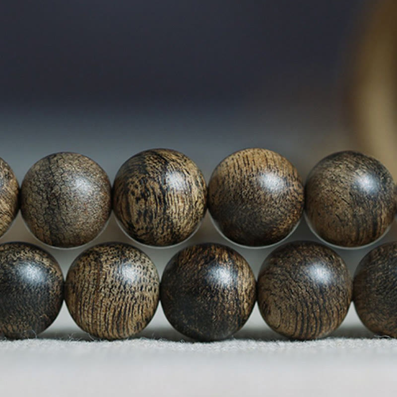 108 Beads Tarakan Agarwood Wood Mala Bracelet for Protection