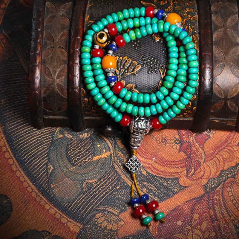 108 Beads Tibetan Turquoise Dzi Protection Bracelet