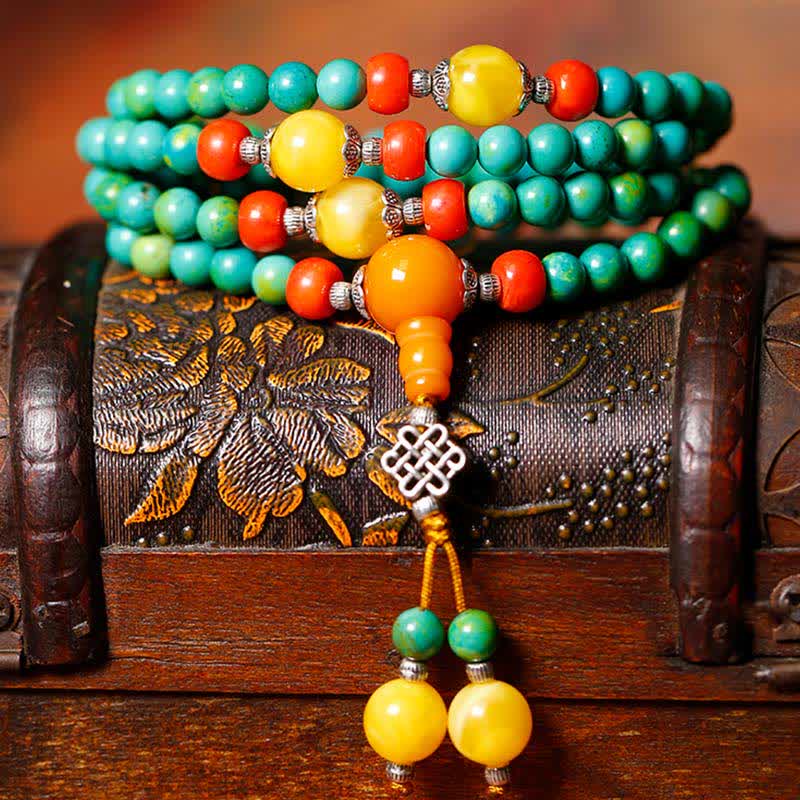 108 Beads Tibetan Turquoise Dzi Protection Bracelet