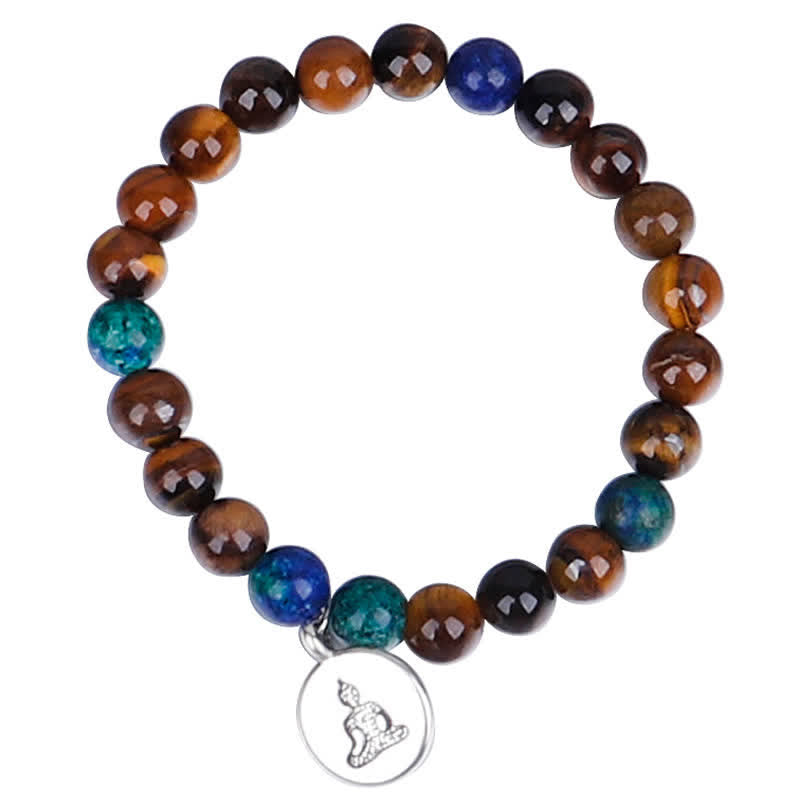 108-Beads Tiger Eye Strength Bracelet with Buddha Tassel