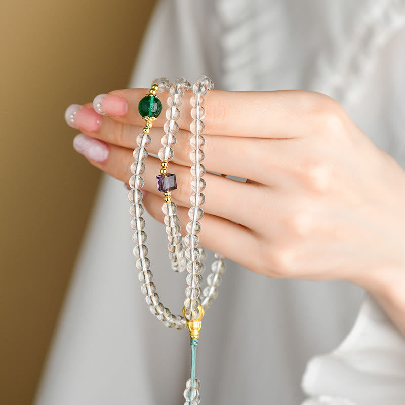 108 Beads White Crystal Clarity Gemstone Mala Bracelet