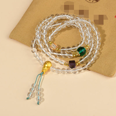 108 Beads White Crystal Clarity Gemstone Mala Bracelet