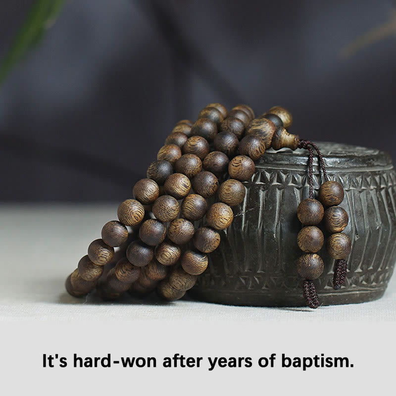 108 Mala Beads Agarwood Bracelet for Balance & Strength
