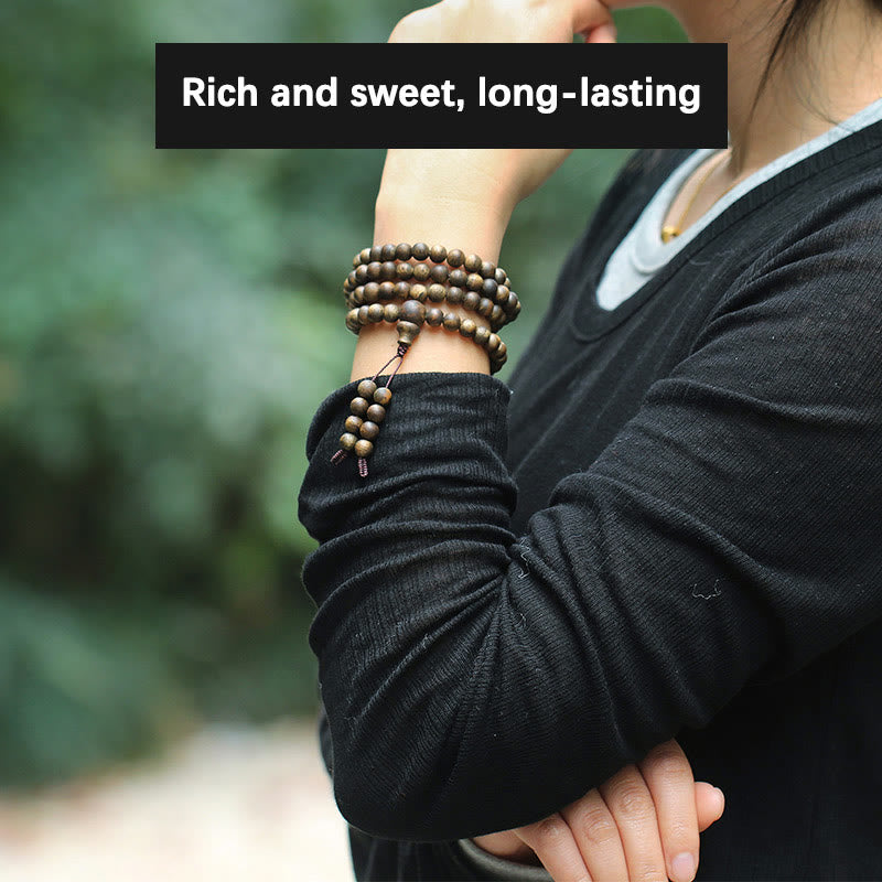 108 Mala Beads Agarwood Bracelet for Balance & Strength