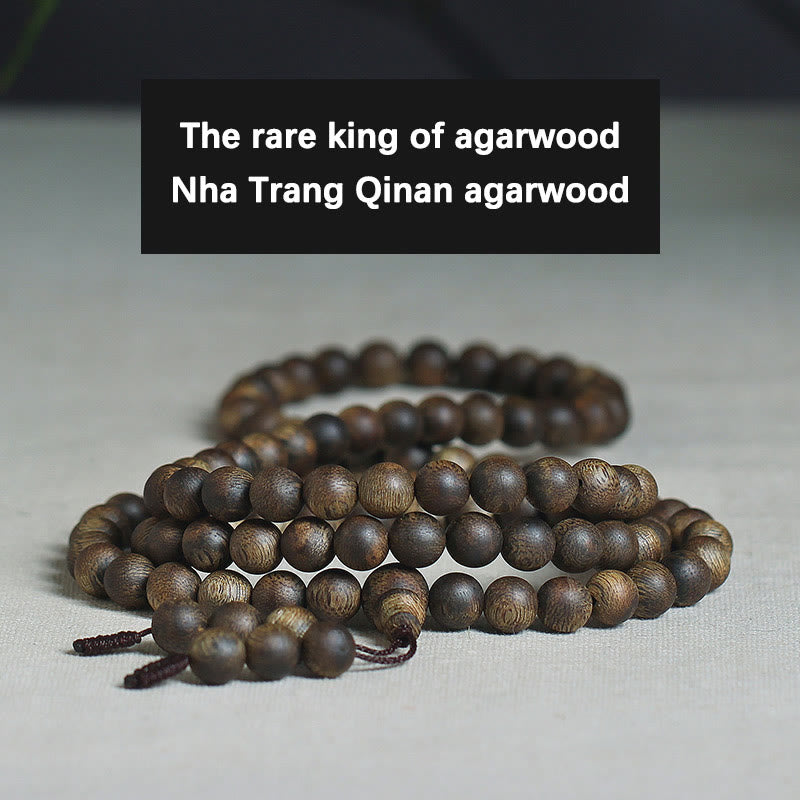 108 Mala Beads Agarwood Bracelet for Balance & Strength