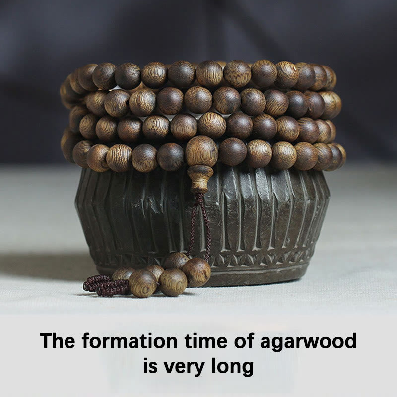 108 Mala Beads Agarwood Bracelet for Balance & Strength