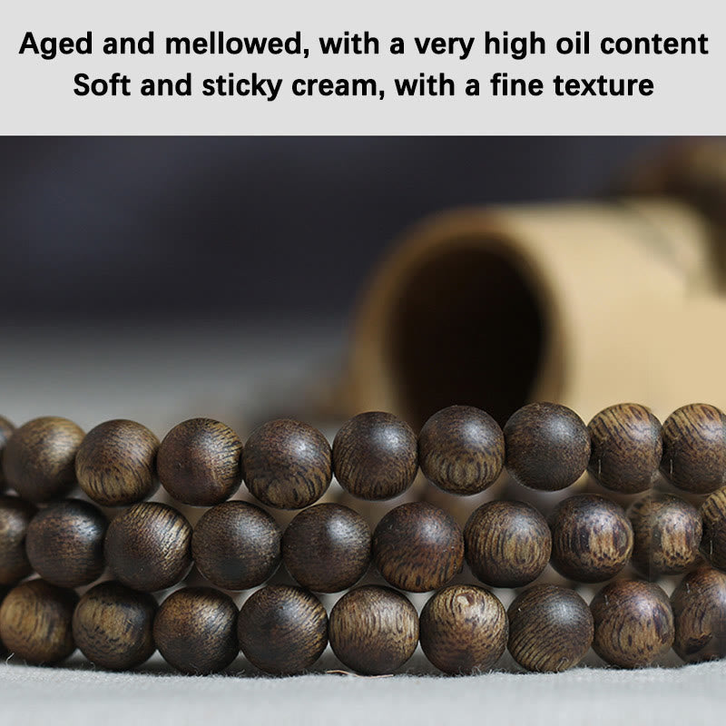 108 Mala Beads Agarwood Bracelet for Balance & Strength