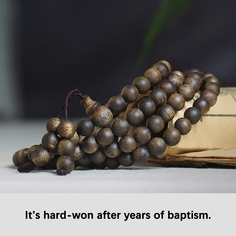 108 Mala Beads Agarwood Bracelet for Balance & Strength