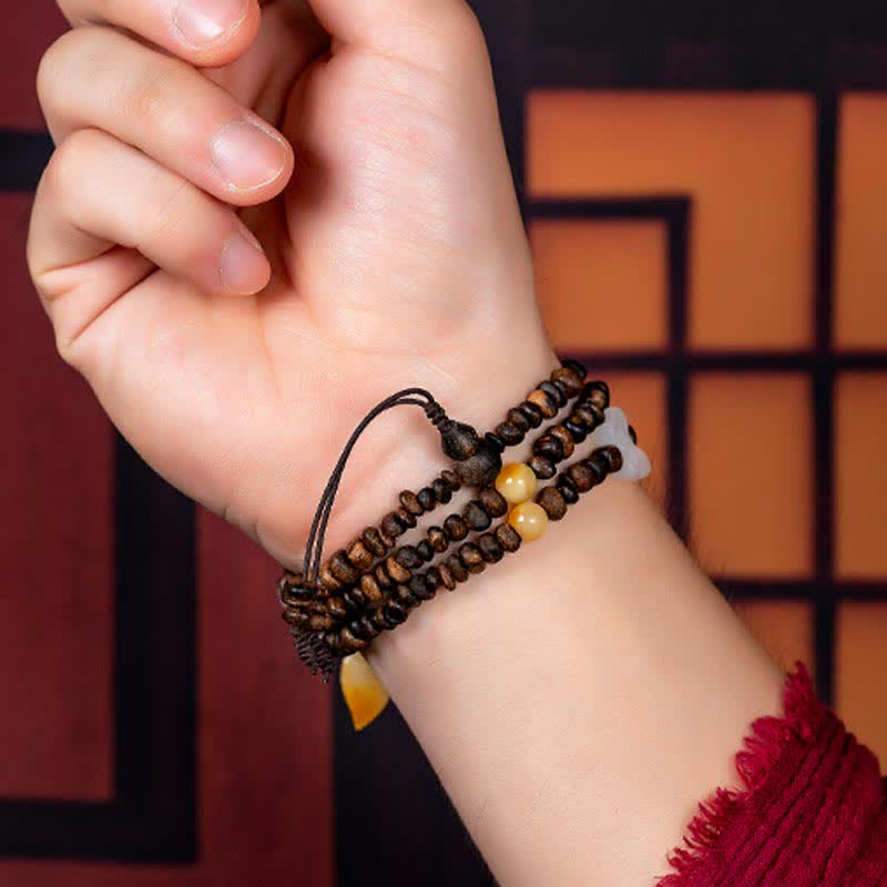 108 Mala Beads Agarwood Bracelet for Peace & Strength