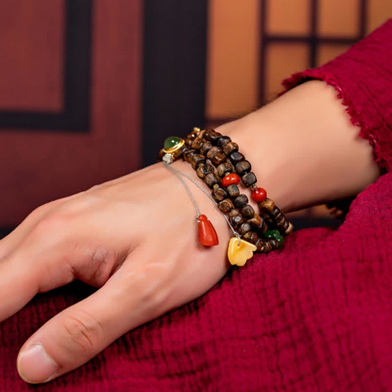 108 Mala Beads Agarwood Bracelet for Peace & Strength