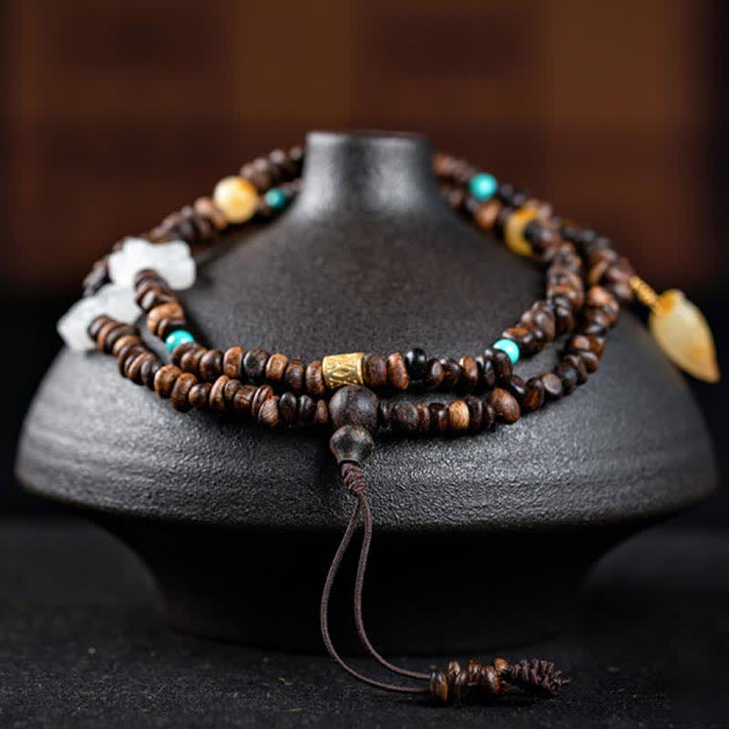 108 Mala Beads Agarwood Bracelet for Peace & Strength