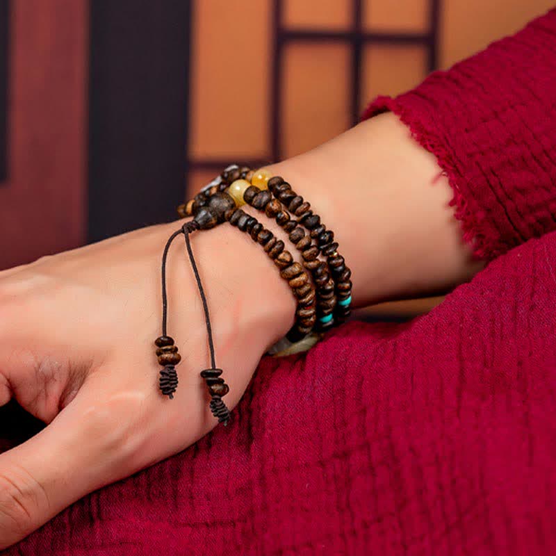 108 Mala Beads Agarwood Bracelet for Peace & Strength