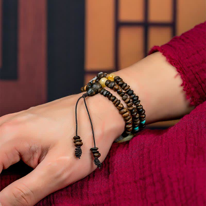 108 Mala Beads Agarwood Bracelet for Peace & Strength