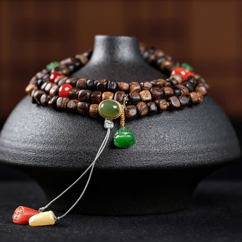 108 Mala Beads Agarwood Bracelet for Peace & Strength