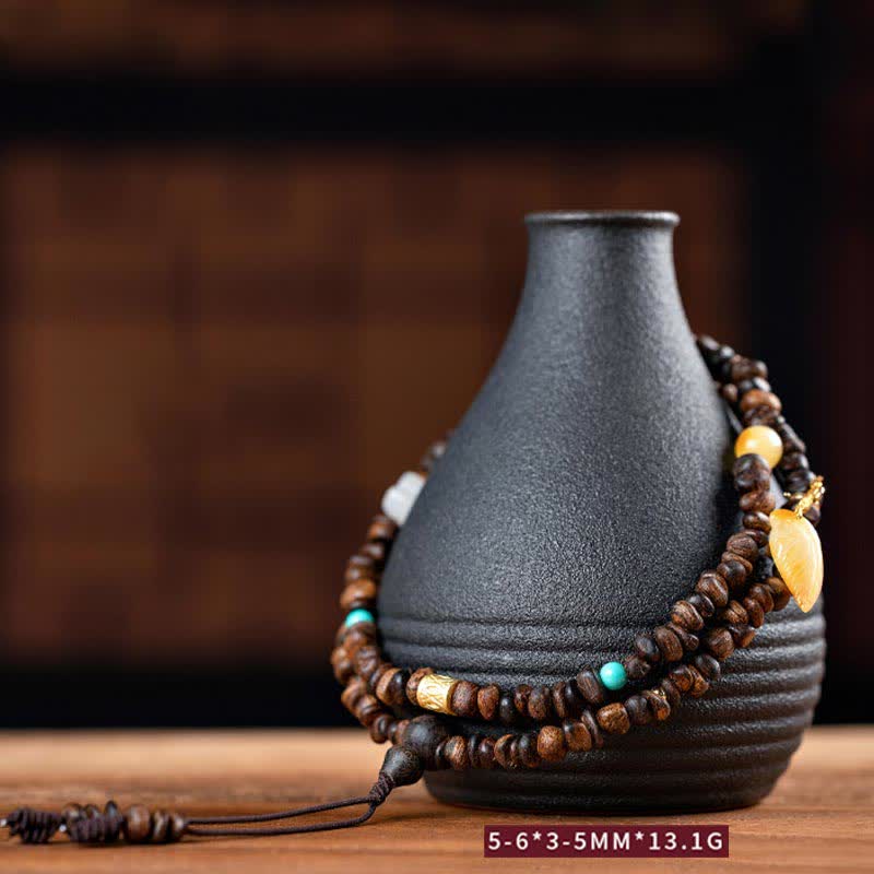 108 Mala Beads Agarwood Bracelet for Peace & Strength