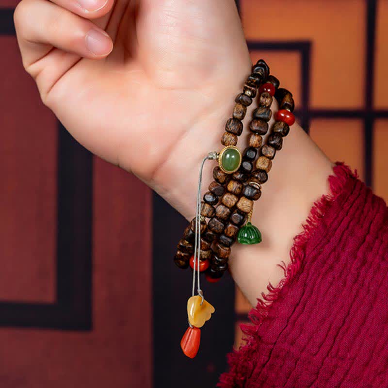 108 Mala Beads Agarwood Bracelet for Peace & Strength
