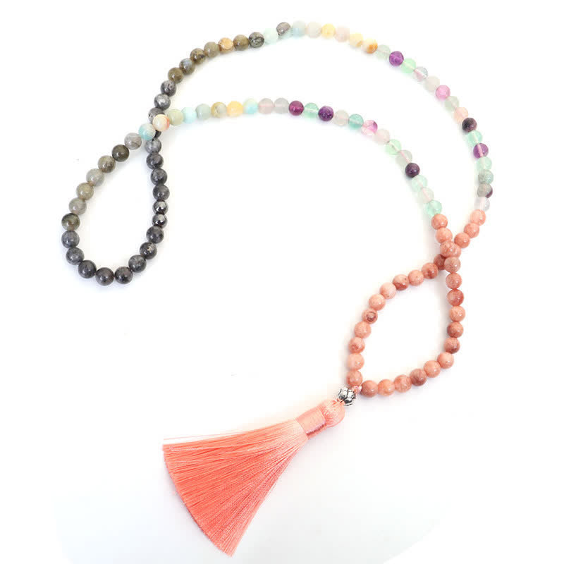 8mm Fluorite Black Glitter Protection Mala Bracelet