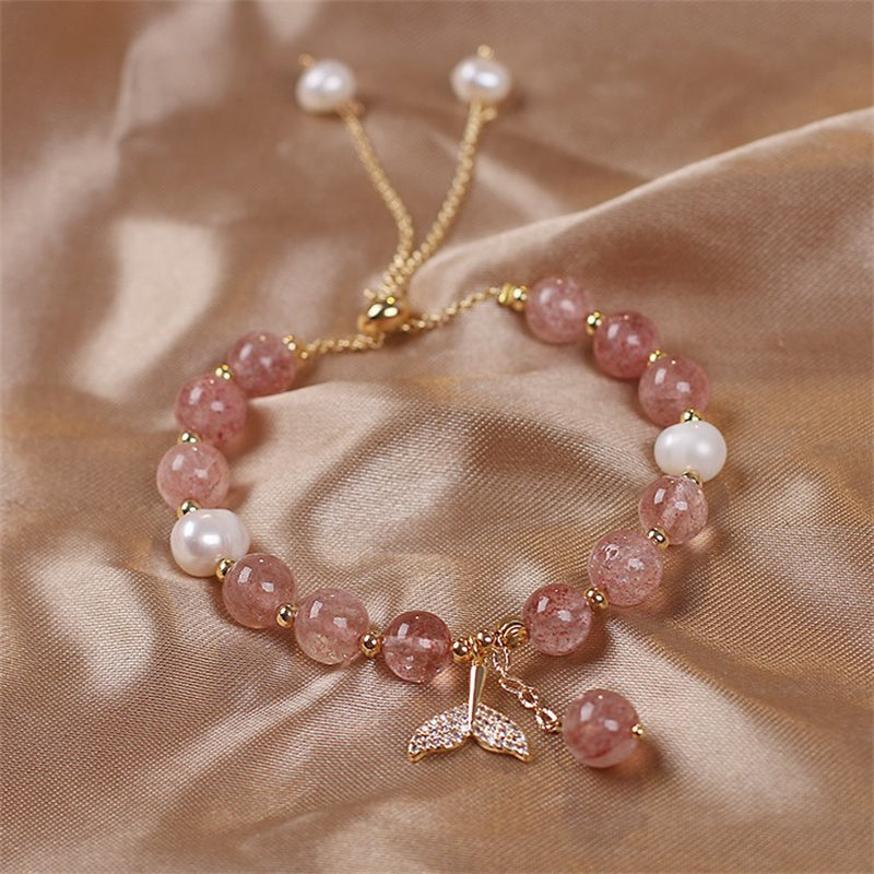 Strawberry Quartz Rutilated Quartz Healing Bracelet 8mm Beads