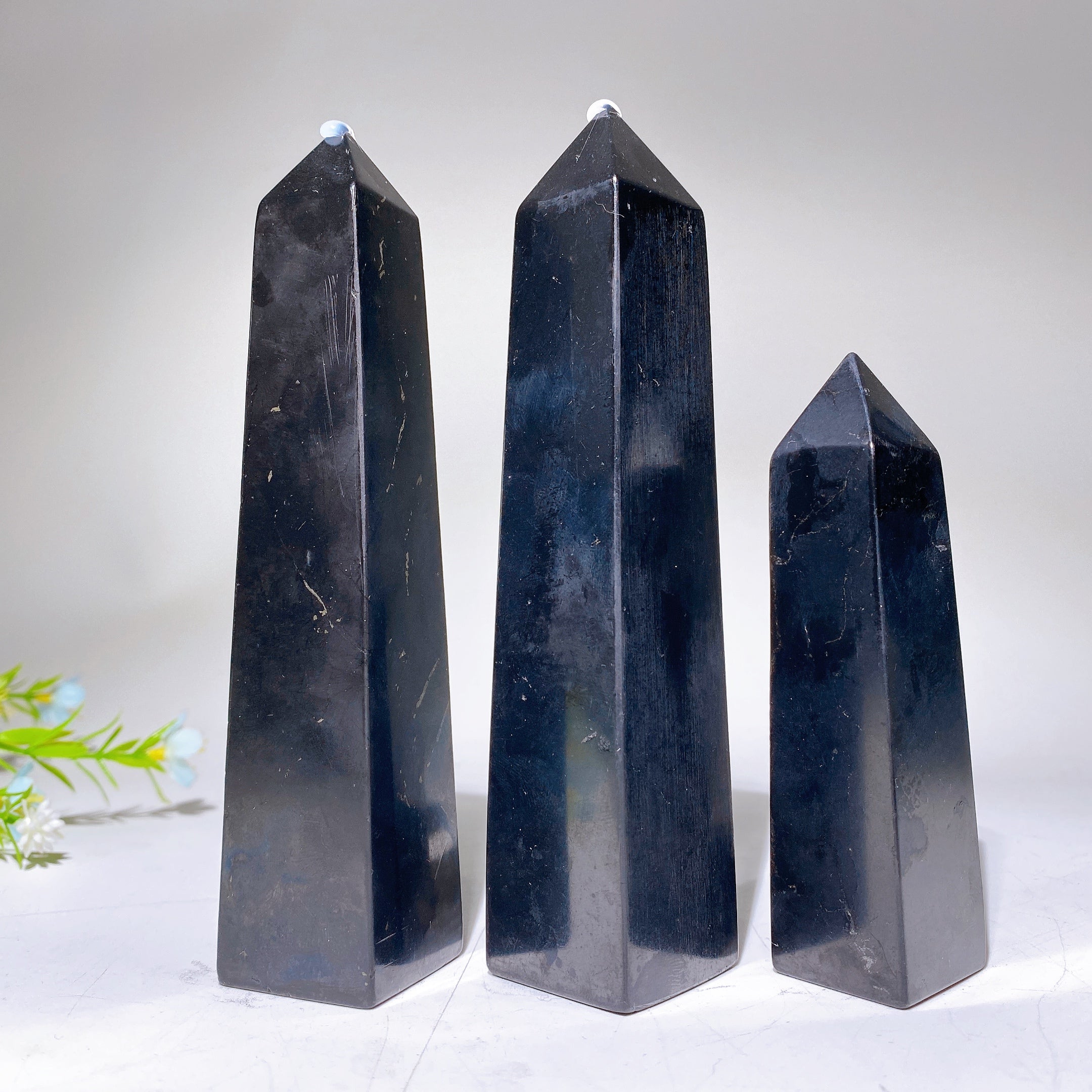 10cm and 15cm Schungite Crystal Healing Towers