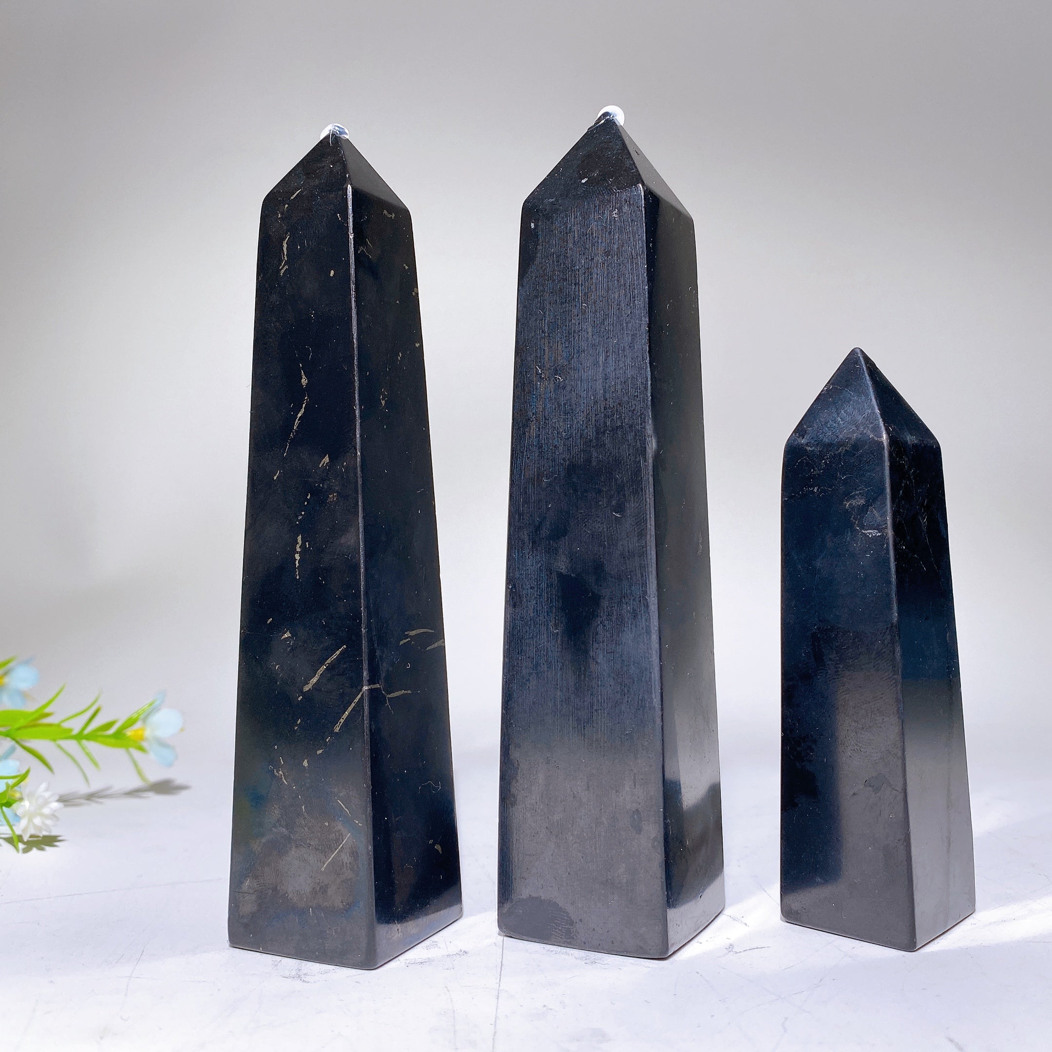 10cm and 15cm Schungite Crystal Healing Towers