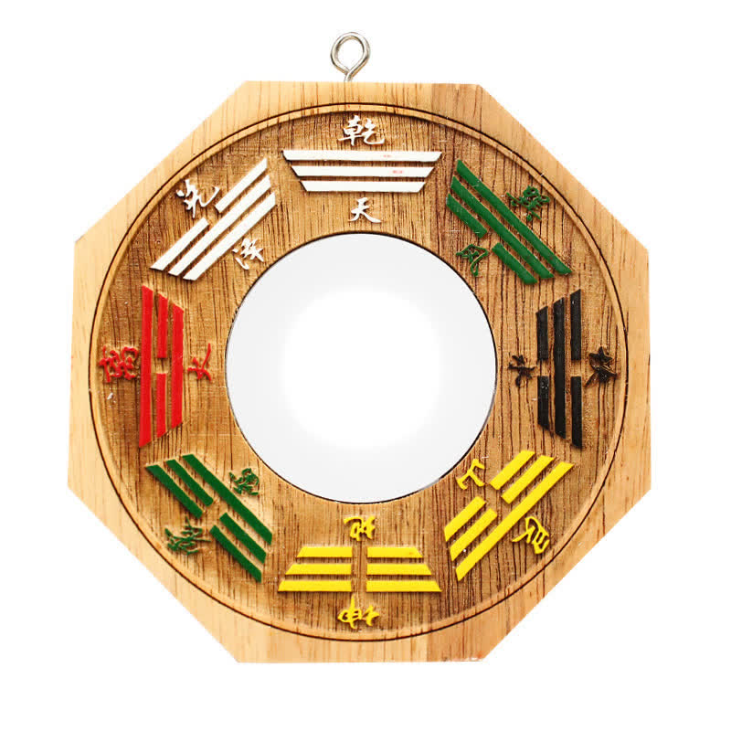 10cm Peach Wood Feng Shui Bagua Map Mirror for Balance