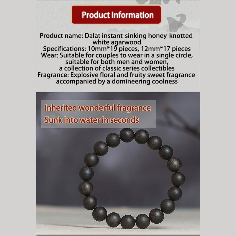 10mm Agarwood Strength Bracelet - Rare Dalat White Qinan Sinking