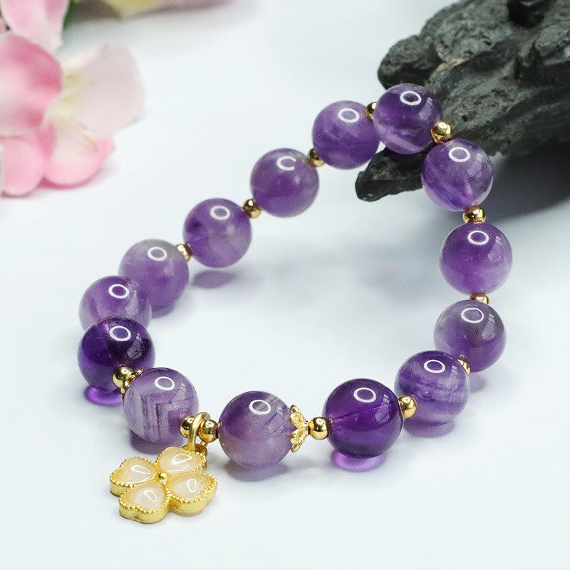 10mm Amethyst Inner Peace Charm Bracelet