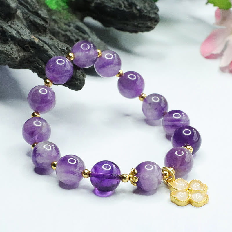 10mm Amethyst Inner Peace Charm Bracelet