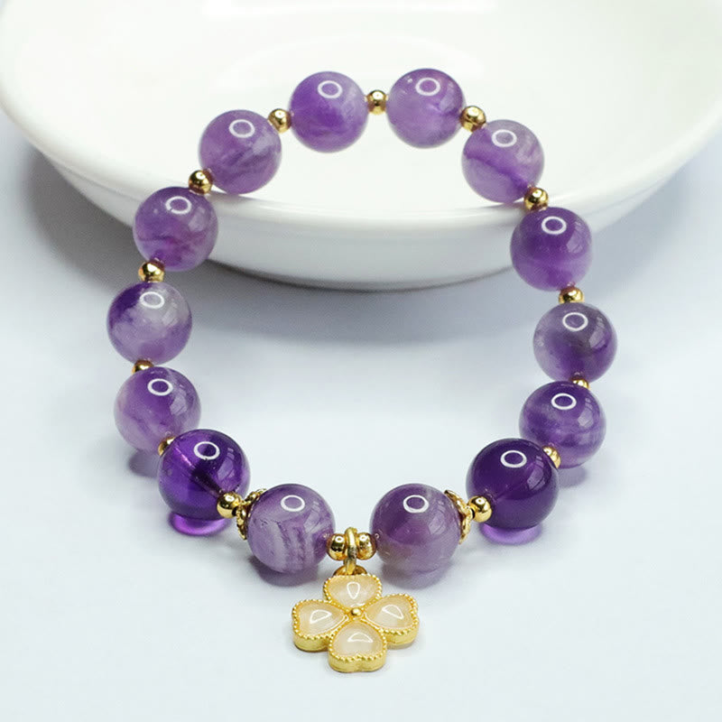 10mm Amethyst Inner Peace Charm Bracelet