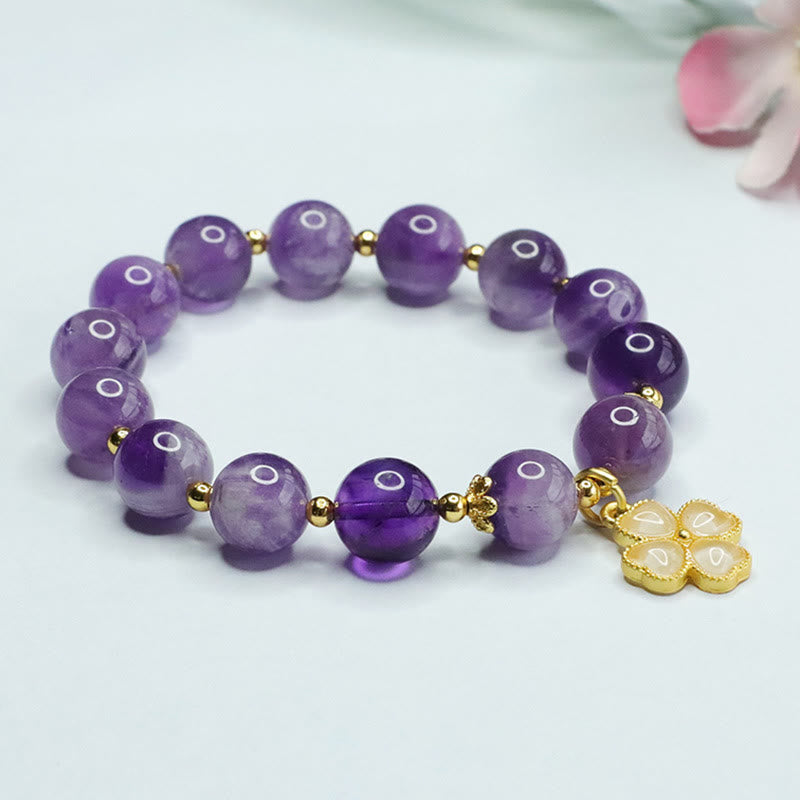 10mm Amethyst Inner Peace Charm Bracelet