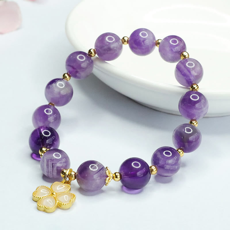 10mm Amethyst Inner Peace Charm Bracelet
