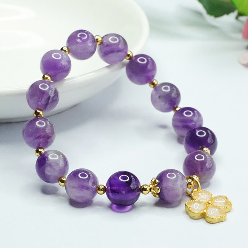 10mm Amethyst Inner Peace Charm Bracelet