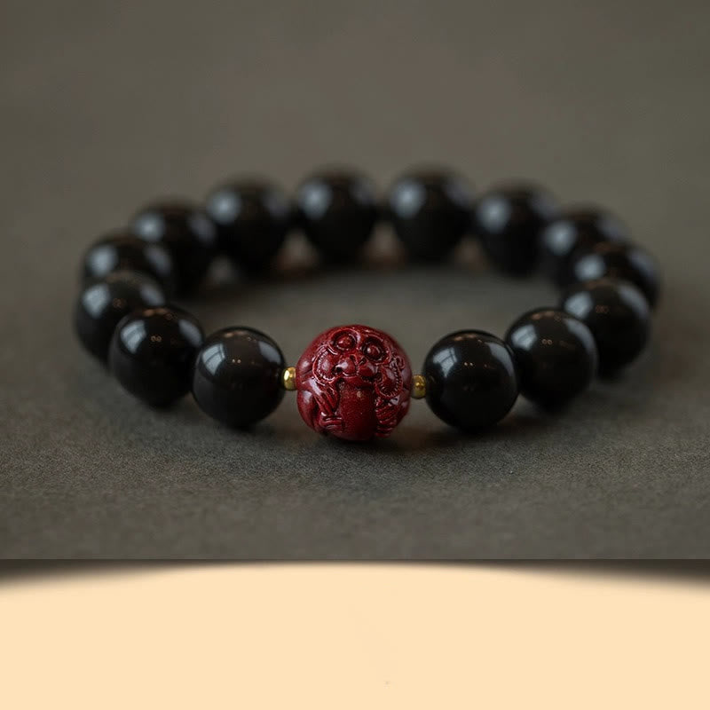 10mm Black Obsidian Chinese Zodiac Purification Bracelet