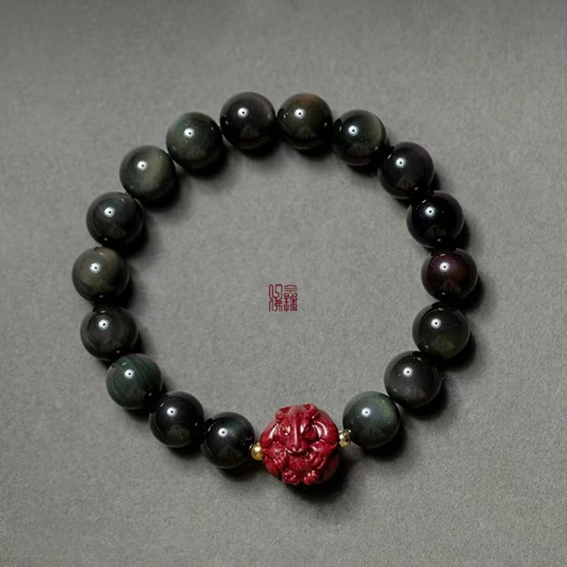 10mm Black Obsidian Chinese Zodiac Purification Bracelet