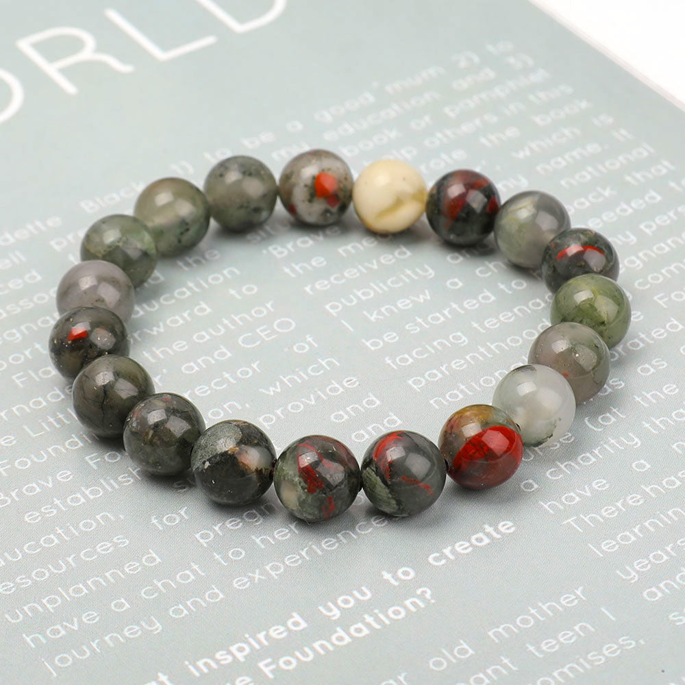 10mm Blood Stone Agate Bracelet for Healing and Protection