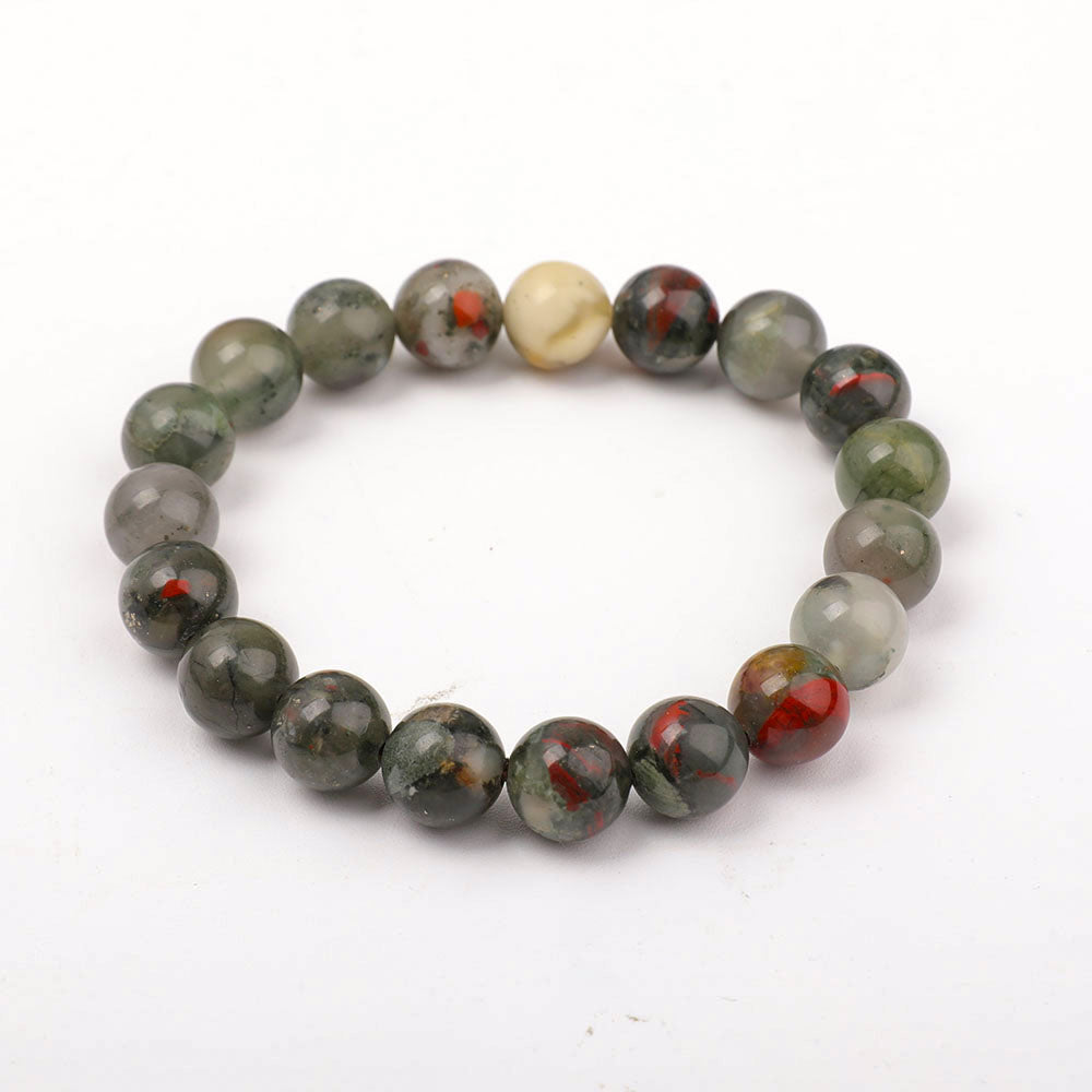 10mm Blood Stone Agate Bracelet for Healing and Protection