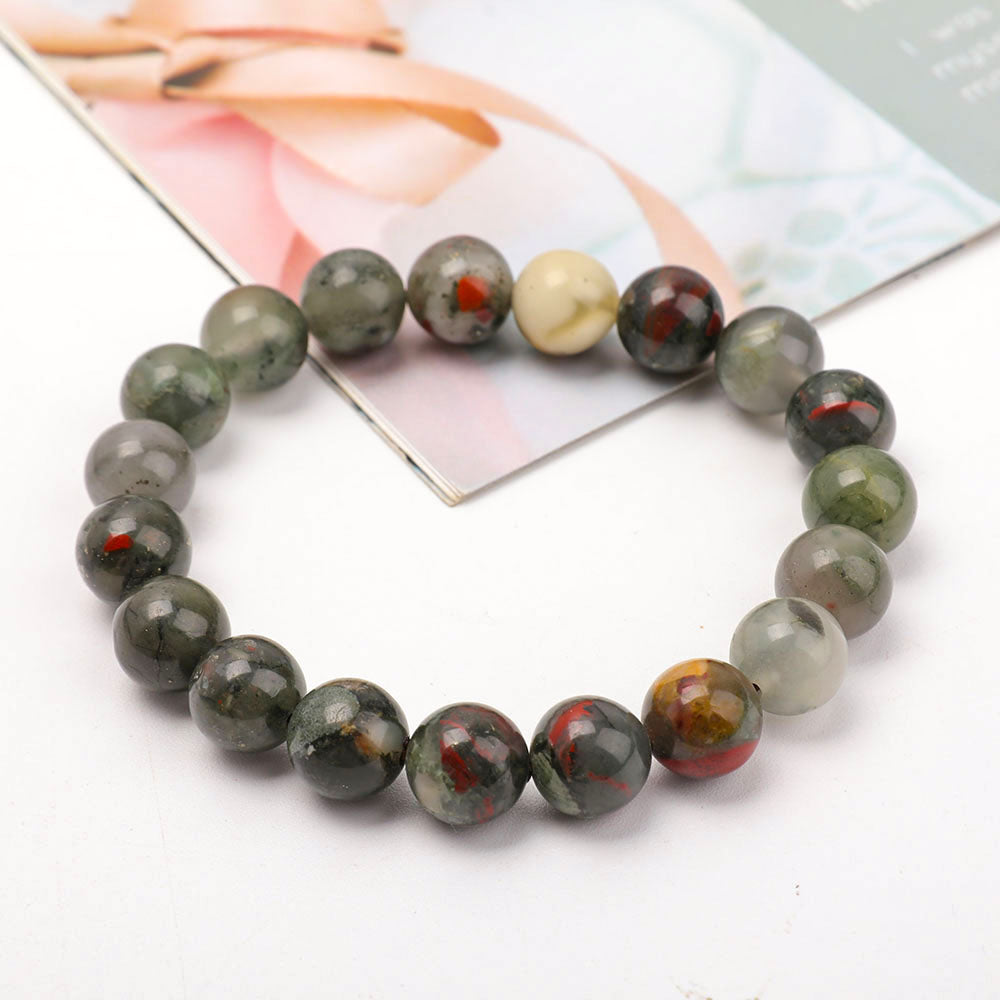10mm Blood Stone Agate Bracelet for Healing and Protection