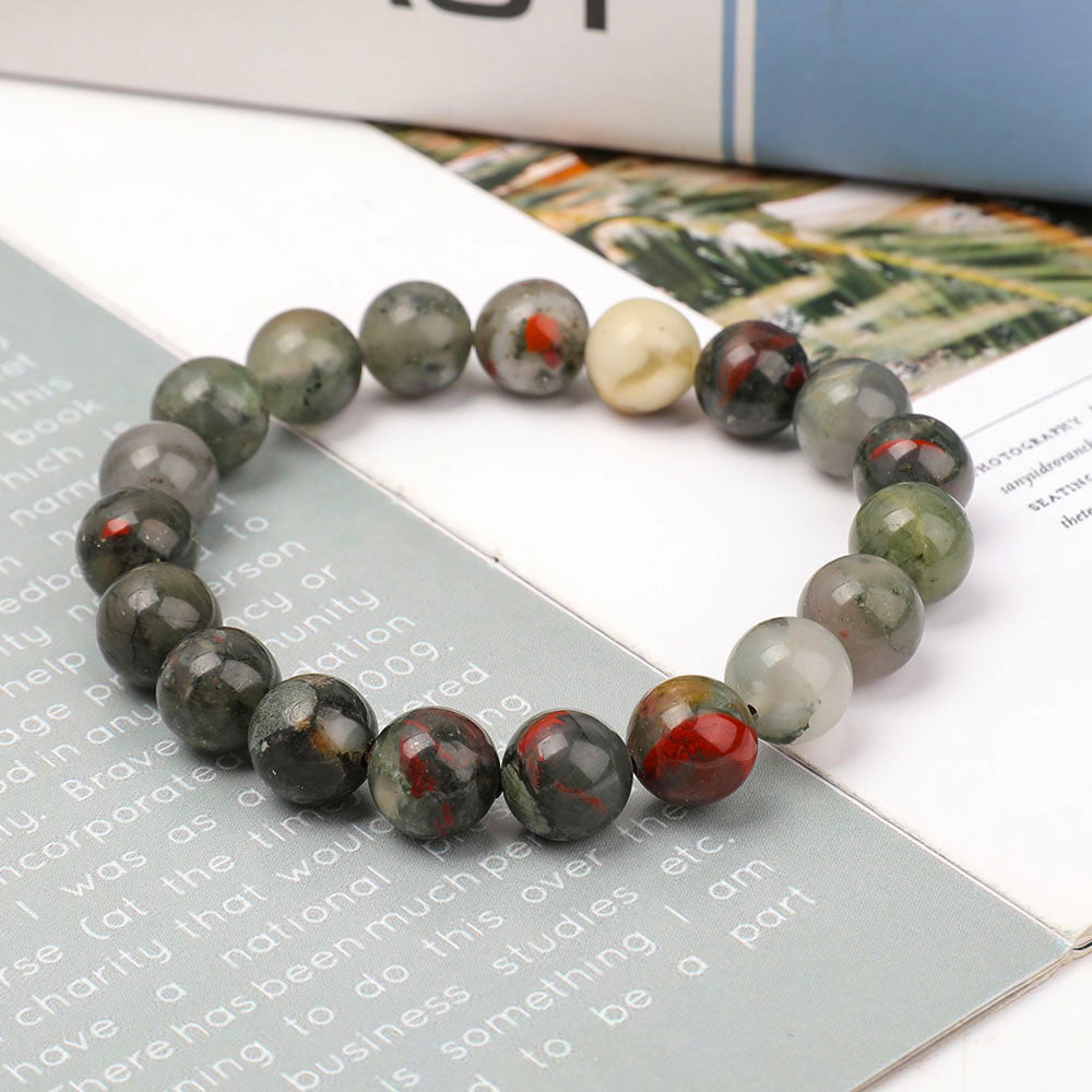 10mm Blood Stone Agate Bracelet for Healing and Protection