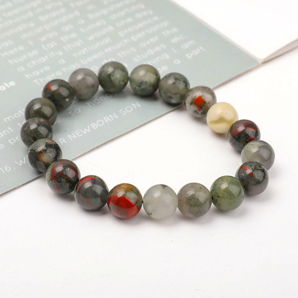 10mm Blood Stone Agate Bracelet for Healing and Protection