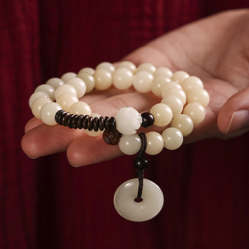 10mm Bodhi Seed Green Sandalwood Lotus Bracelet | Harmony Peace