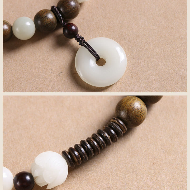 10mm Bodhi Seed Green Sandalwood Lotus Bracelet | Harmony Peace