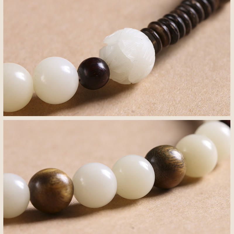 10mm Bodhi Seed Green Sandalwood Lotus Bracelet | Harmony Peace