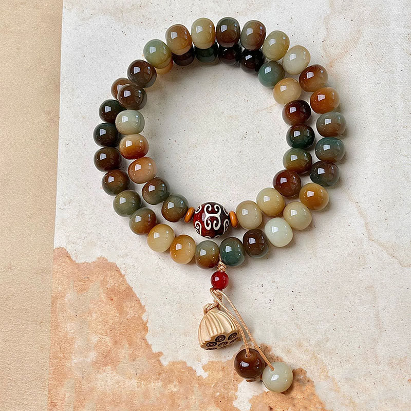 10mm Bodhi Seed Lotus Pod Double Wrap Peace Bracelet