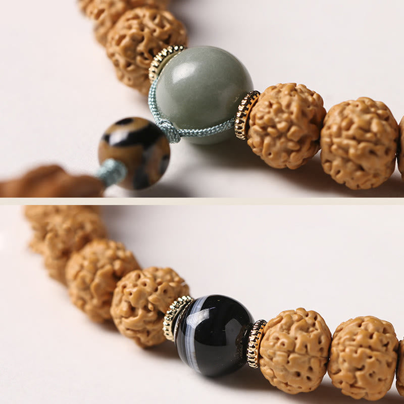 10mm Bodhi Seed Three-eyed Dzi Buddha Hand Wealth Bracelet