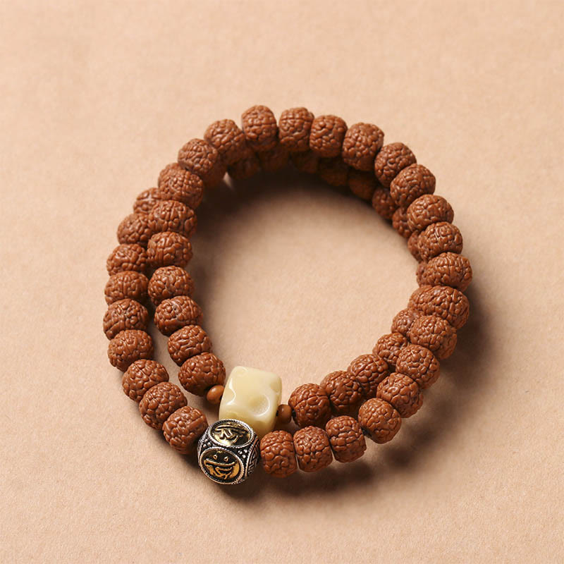 10mm Bodhi Seed Three-eyed Dzi Buddha Hand Wealth Bracelet